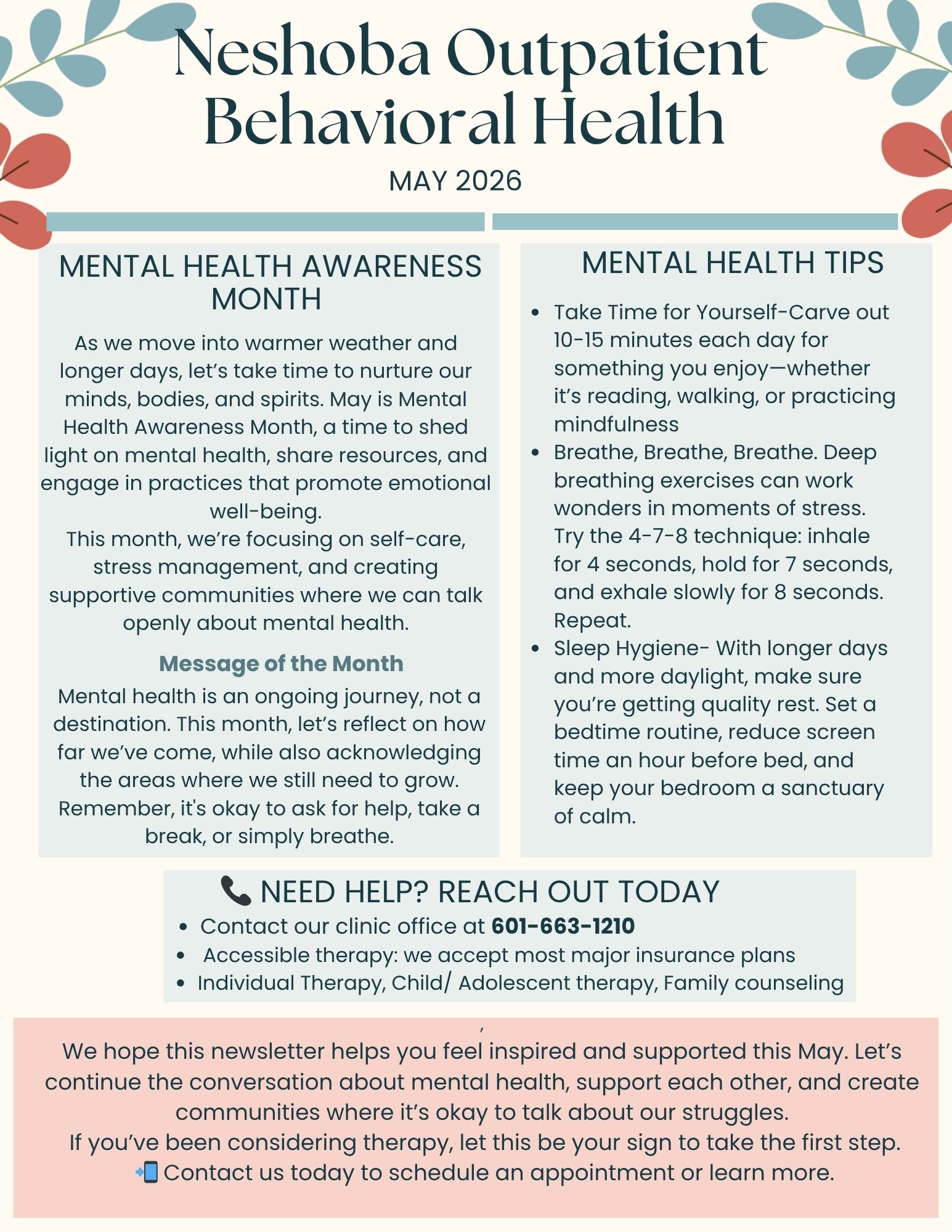 Neshoba Outpatient Behavioral Health Newsletter
